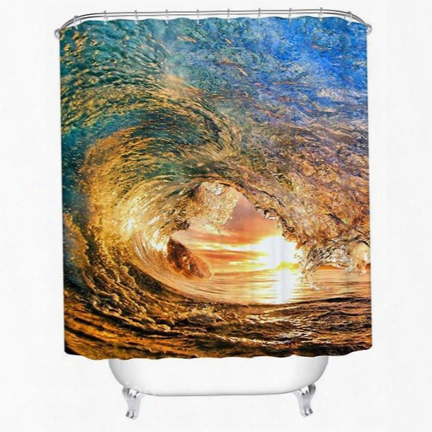 Artistic Glamorous Colorful Tide View 3d Shower Curtain