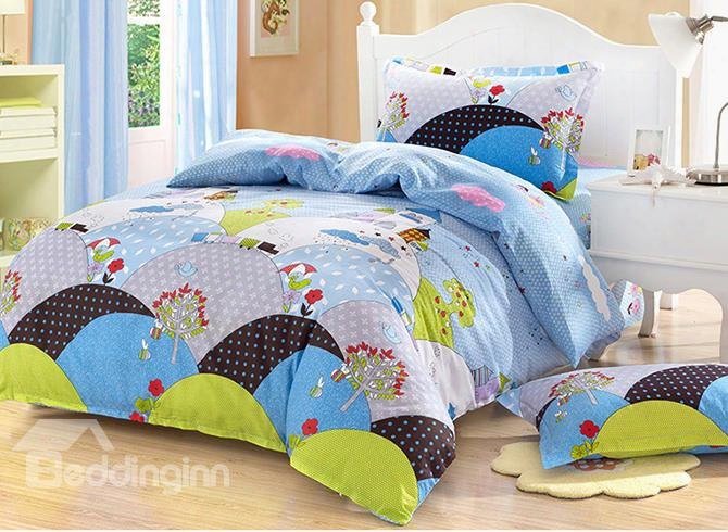 Bouncy Dream Castle Print Kids Cotton 3-piece Duvet Cover Sets