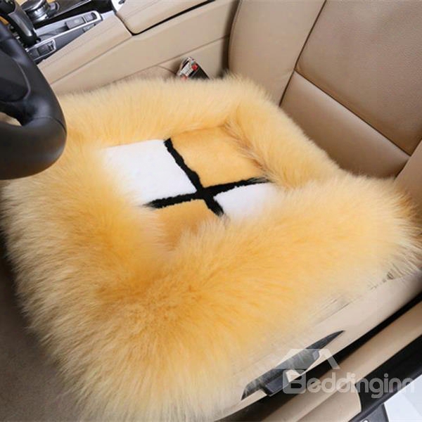 Bright Plush Material Fluffy Cross Color Block Wool Cat Seat Mat Set