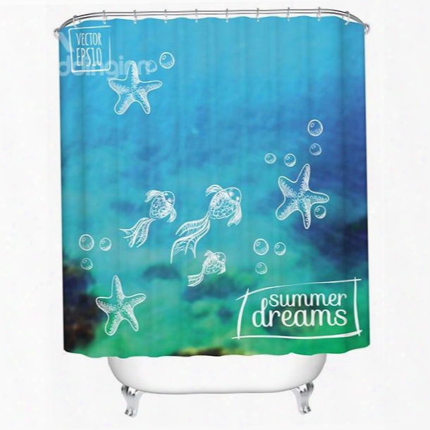 Brisk Concise Hand-drawn Goldfish 3d Shower Curtain