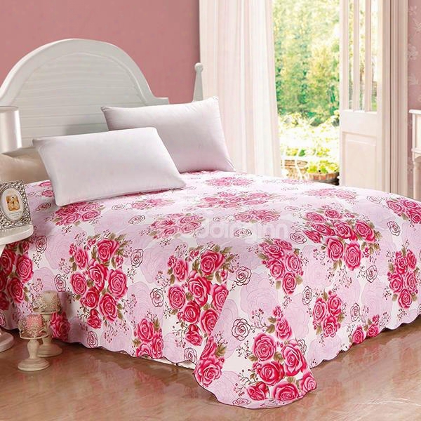 Bunches Of Roses Printing Cotton Queen Size Printed Sheet