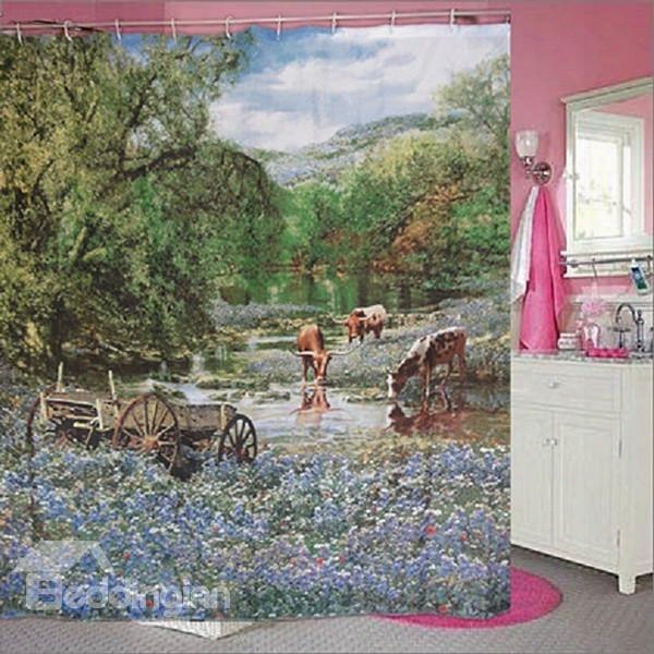 Charming Country Scenery Vivid 3d Shower Curtain