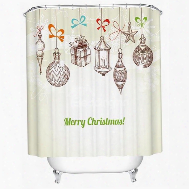 Charming Simple Christmas Baubles And Presents Printing 3d Shower Curtain