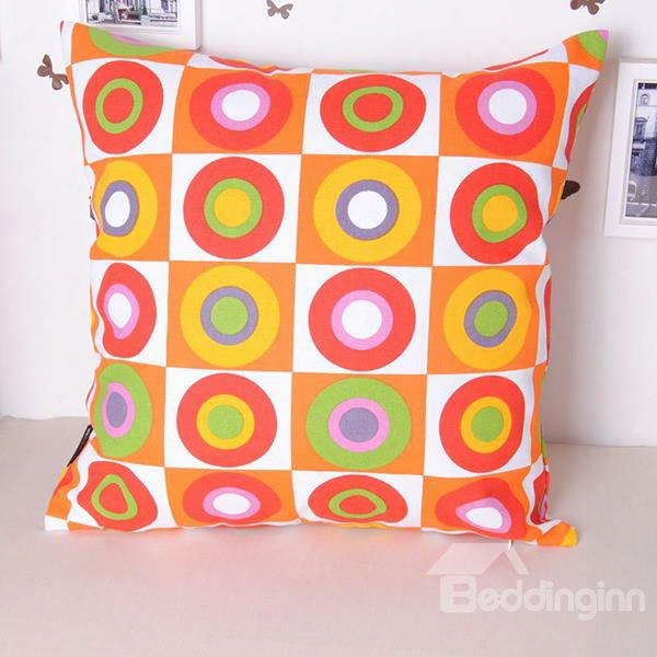 Chic Plaid Colorful Circle Style Throw Pillowcase