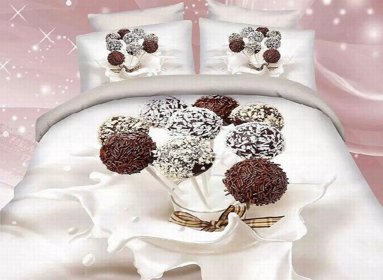 Chocolate Lollypops And Milk Print 4-piece Duvet Cover Sets