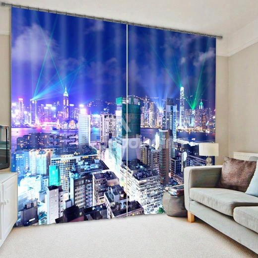 City Night Scenery Print Room Darkening 3d Curtain