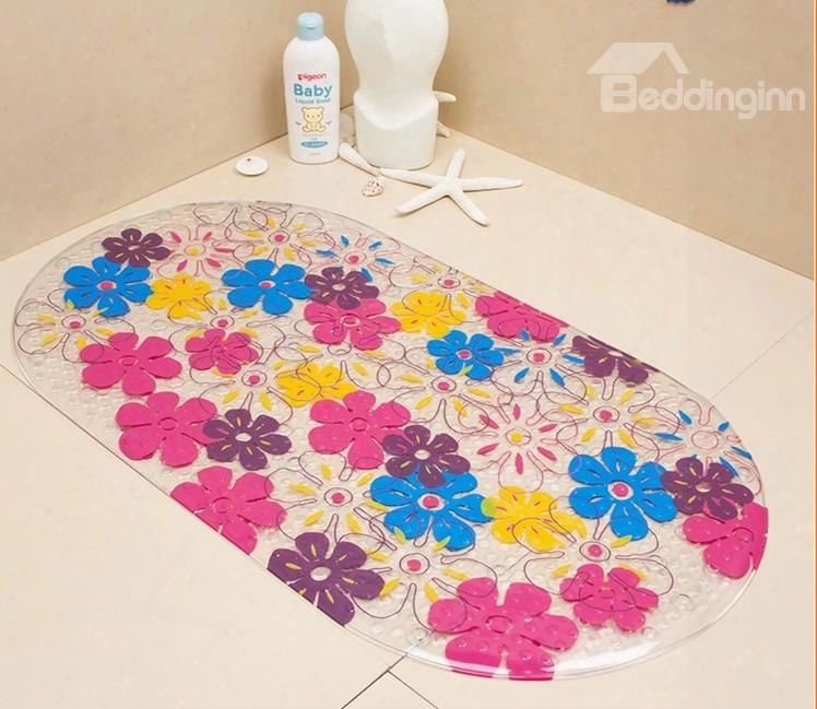 Colorful Flower Massage Salieent Point Pvc Bath Mat