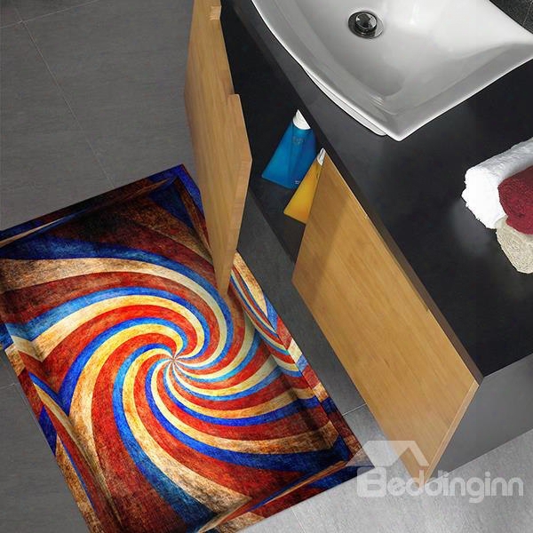 Colorful Whirl Slipping-preventing Water-proof Bathroom 3d Floor Sticker