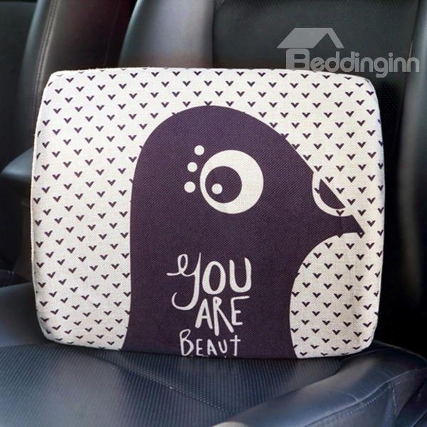 Concise Dual Colored Beautiful Bird Patterned Car Pillow