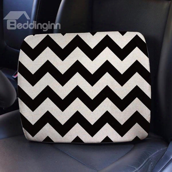 Concise Geometric Stripe Patterned Car Lumbar Support Pillow