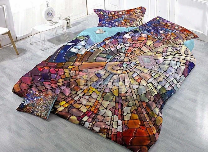 Creative Abstract Colorful Design Satin Drill 4-piece Duvet Cover Sets
