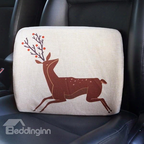 Creative Abstract Reindeer Patterned Linen Car Pillow