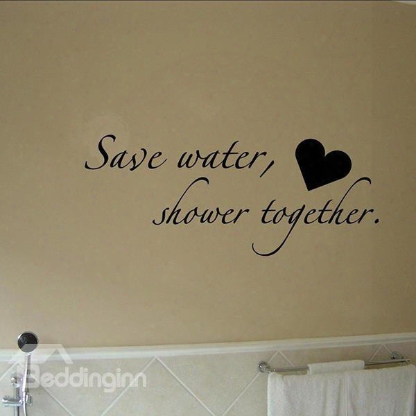 Creative Letters Save Water Shower Together Bathroom Removable Wall Sticker