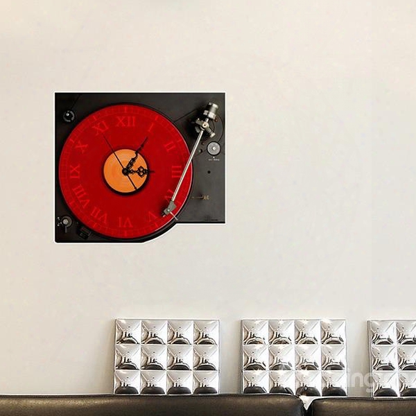 Creative Music Records Design 3d Sticker Wall Cloock