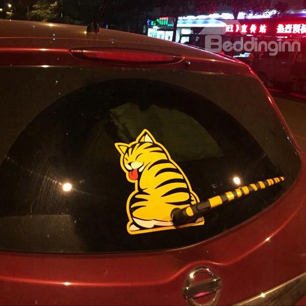 Cute And Creative Kitten Shaped Windscree Nwiper Car Sticker