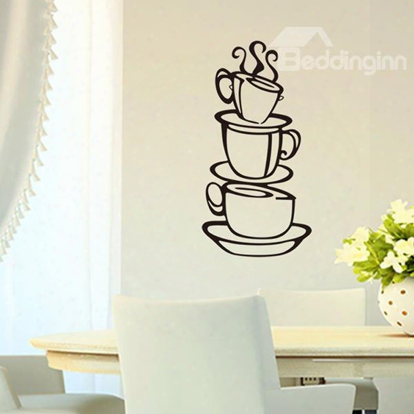 Dining Room Cafe Coffee Cups Removable Wall Stickers