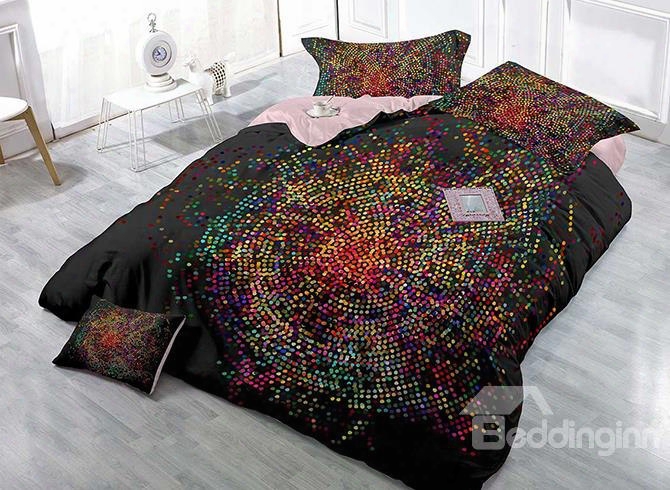 Dotted Circle Design High Density Satin Drill 4-piece Duvet Cover Sets