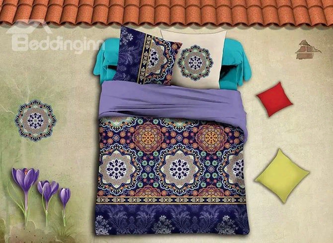 European Style Big Flowers Design Polyester 4-piece Duvet Cover Sets