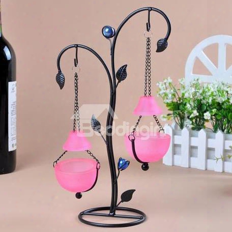 European Style Iron Art Work Suspended 2-head Candle Holder