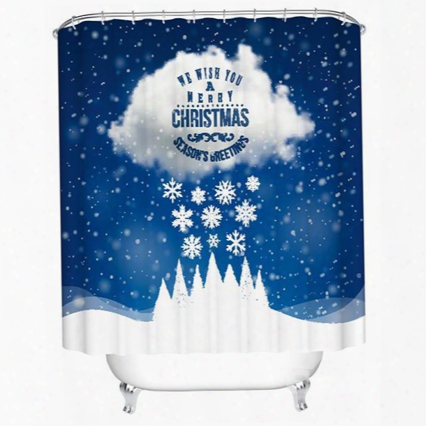 Fancy Vivid Cloud And Snowflake Shower Curtain