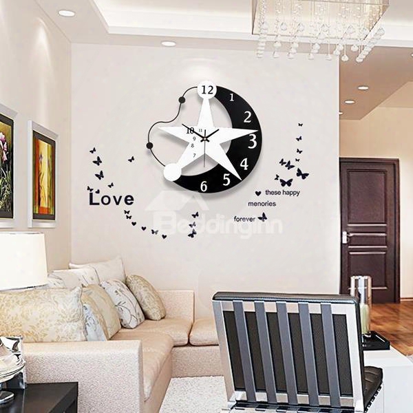 Fantastic Creative Original Star And Moon Mute Wall Clock