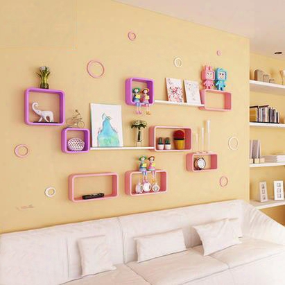 Fantastic Pretty 3-set Wood Wall Shelves With Free Wa Ll Stickers