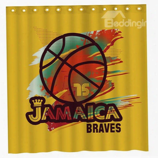 Fashion Basketball Pattern Yellow 3d Shower Curtain