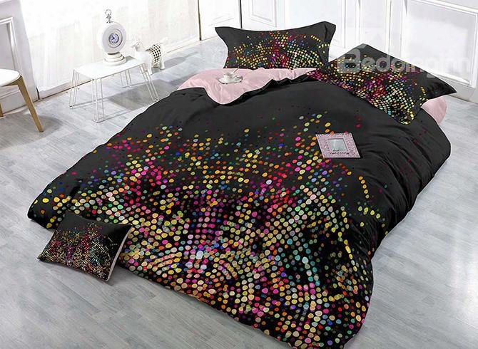 Fashion Black Colorful Polka Dots Printing 4-piece Duvet Cover Sets