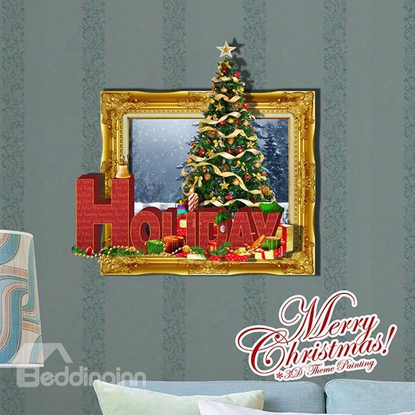Festival 3d Christmas Trees In Framed Picture Removable 3d Wall Sticker