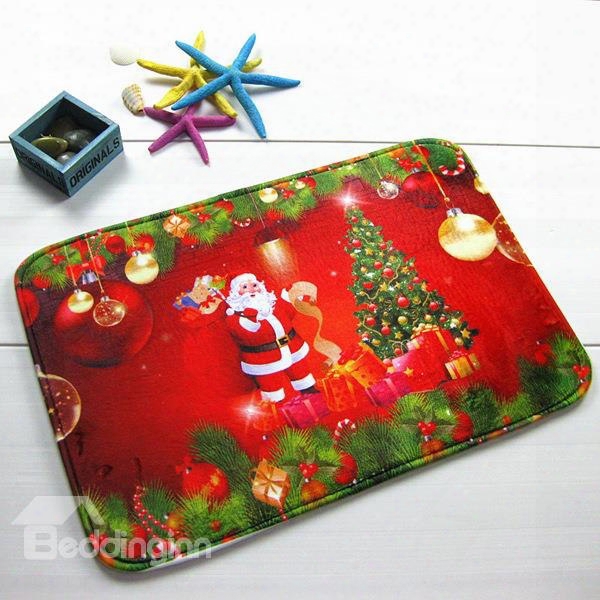 Festival Christmas Santa Claus And Christmas Tree Anti-slipping Doormat