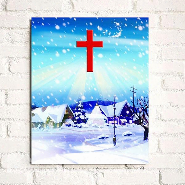 Festival Cottage In Snowing Winter 1-panel Walll Art Print
