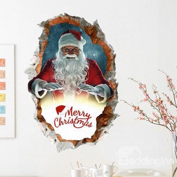 Festiva L Santa Claus In Costumes Removable 3d Wall Sticker