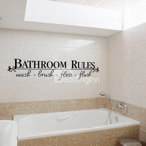 Funny Words And Quotes Bathroom Rules Removable Wall Sticker