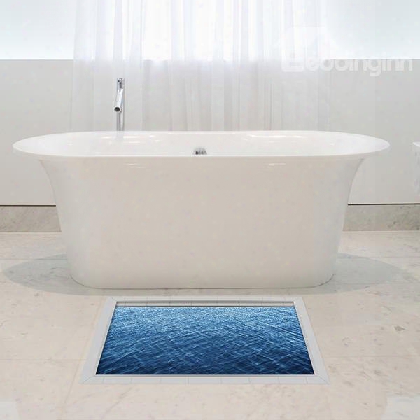 Gentle Ripples Of Lake Water Slipping-preventing Water- Proof Bathroom 3d Floor Sticker