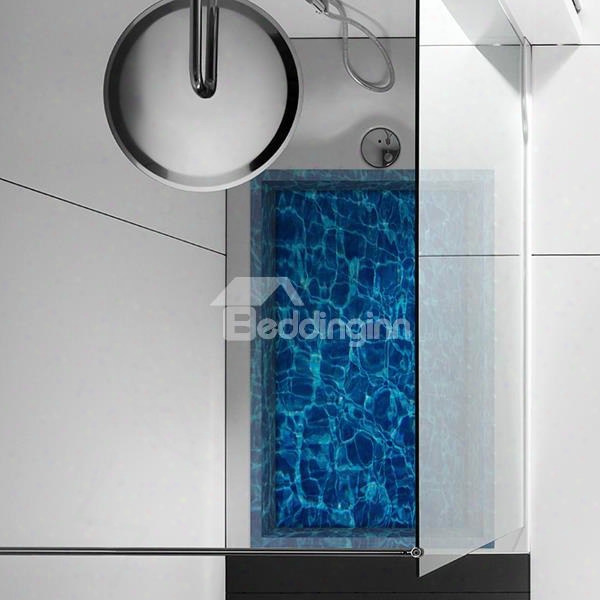 Glittering Gental Ripples Of Water Slipping-preventing Water-proof Bathroom 3d Floor Sticker