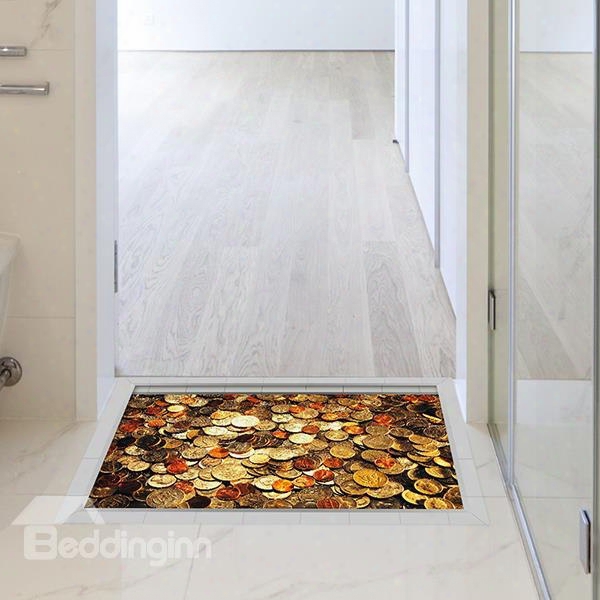 Gold Coins Slipping-preventing Water-proof Bathroom 3d Floor Sticker