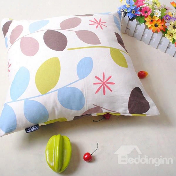 Graceful Cuddly Leaves Printing Cosie Throw Pillowcase