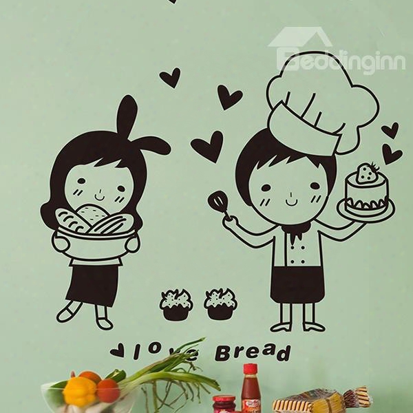 Happy Chef Super Love Bread Print Wall Sticker