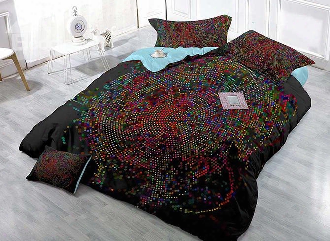 High-definition Small Colorful Dots Digital Printing 4-piece Duvet Cover Sets