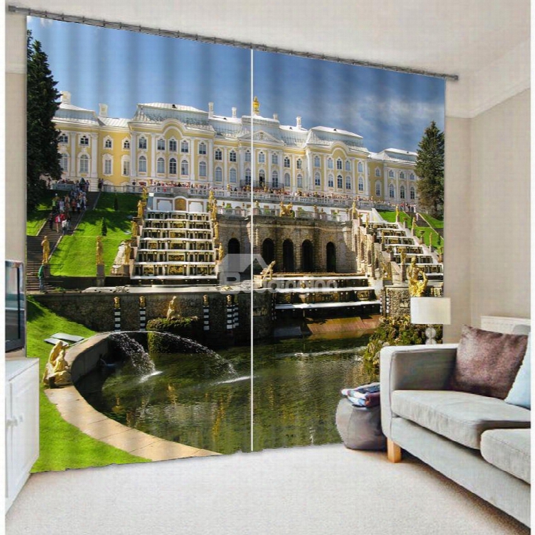 High Quality Polyester 3d Scenery Two Panels Curtain