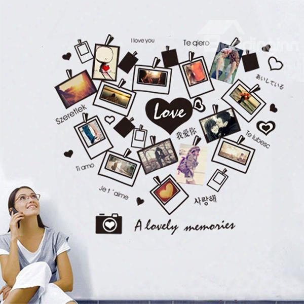 I Love You Heart-felt Love Wall Photo Frame Removable Wall Sticker