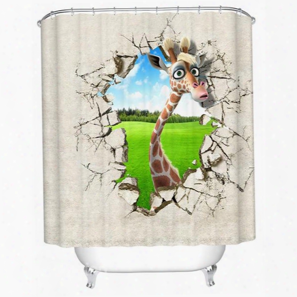 Innovative Design Cartoon Lovely Deer 3d Shower Curtain