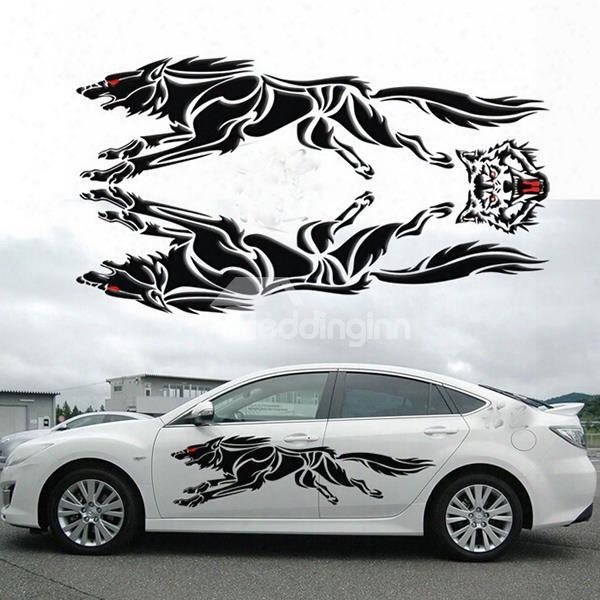 Lifelike 3d Creative Running Unique Strong Wolf Car Body Stickers