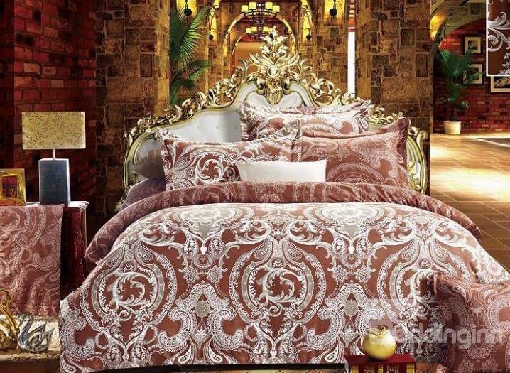 Luxury Style Paisley Printed 4-piece Polyester Bedding Sets/duvet Cover