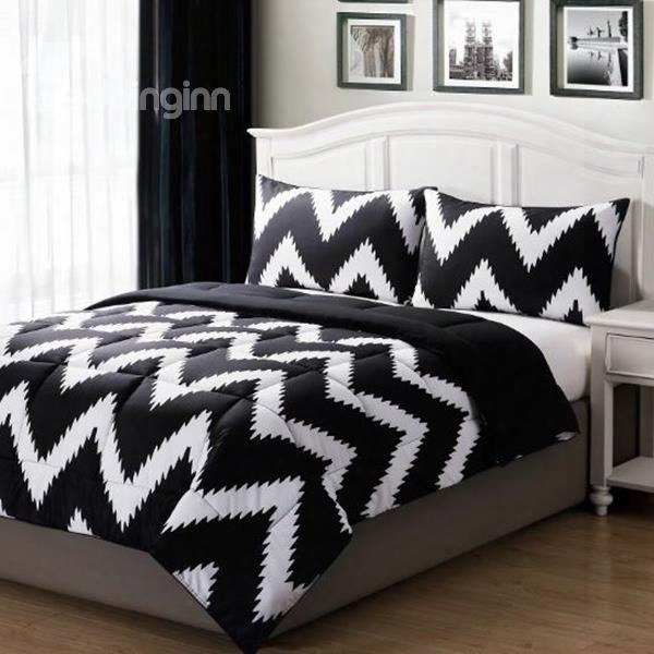 Modern Fashion Black White Stripe Style Bed In A Bag