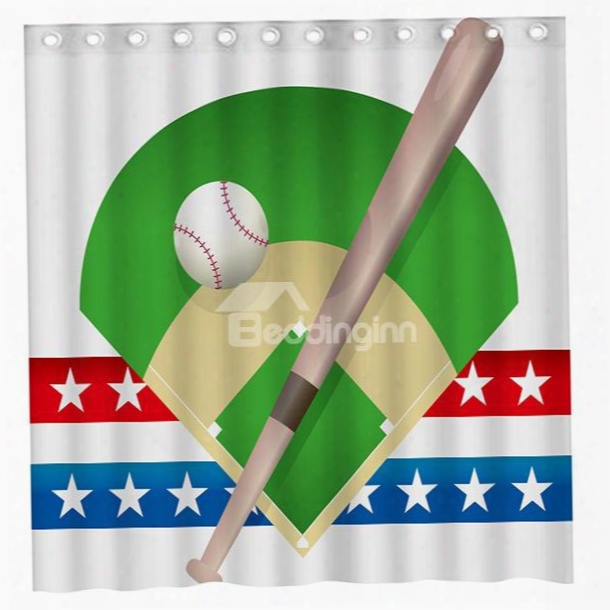 Modern Popular Baseball Game 3d Shower Curtain