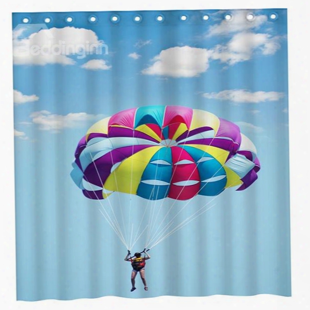 New Concise Parachute Jumping In Bright Sky 3d Shower Curtain