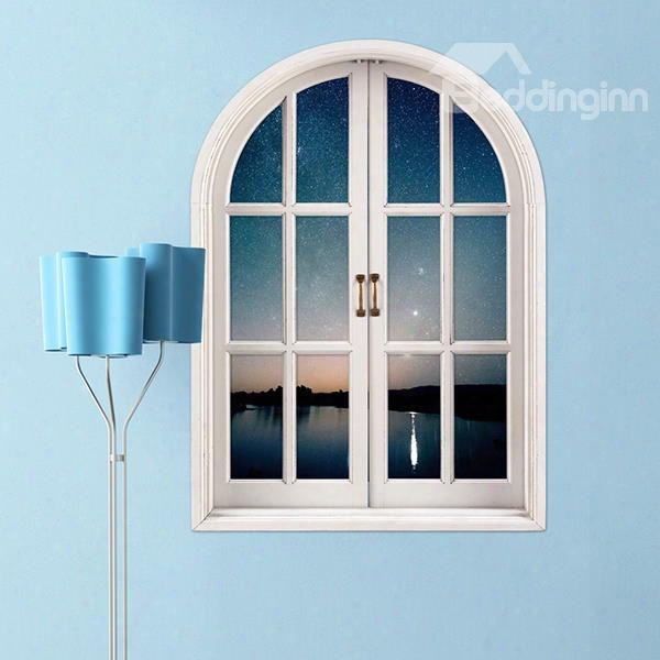 Calm And Quiet Lake In Deep Dusk Window View Removable 3d Wall Stickers