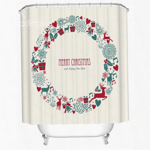 Pretty Concise D Esign Merry Christmas 3d Shower Curtain