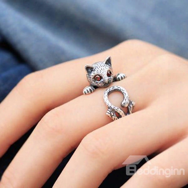 Pretty Kitty Nice Quality Cute Silver 990 Gift For Women Girls Ring